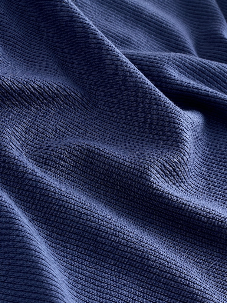 Dark Blue Soft Touch Ribbed Long Sleeve T-Shirt with TENCEL™ Lyocell - Image 7 of 7