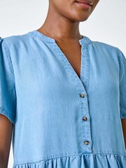 Roman Blue Tiered Smock Dress - Image 5 of 5