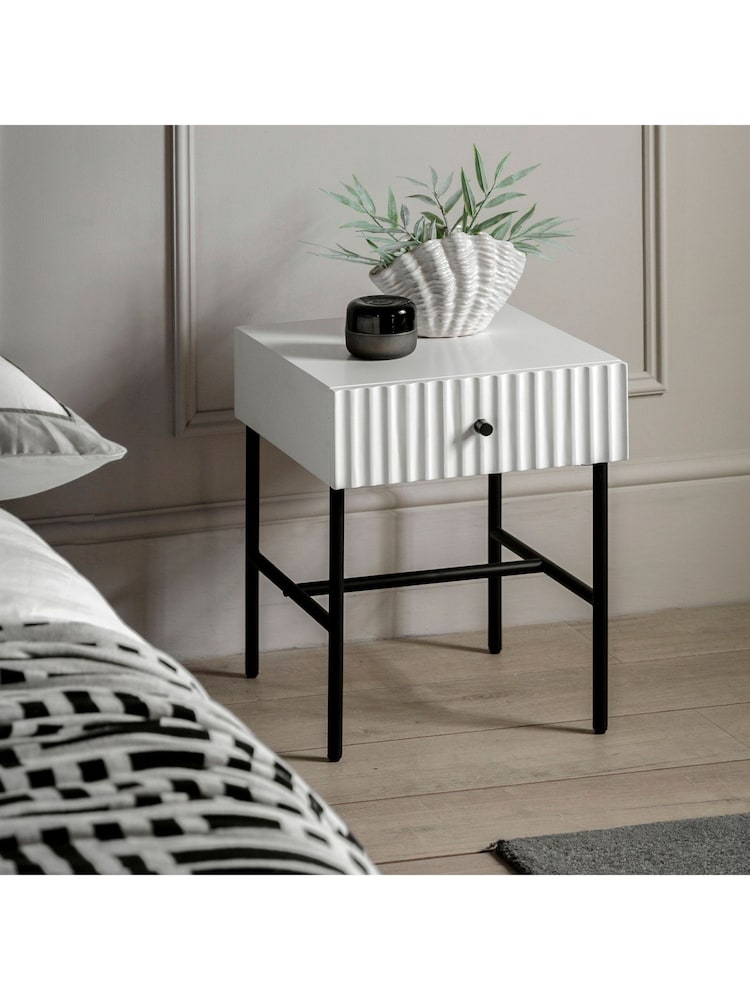 Gallery Home White Tetouan 1 Drawer Bedside Table - Image 1 of 6