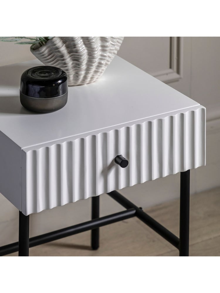 Gallery Home White Tetouan 1 Drawer Bedside Table - Image 2 of 6
