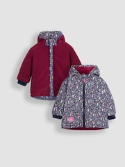 JoJo Maman Bébé Navy Blue Mouse Fleece Lined Jacket - Image 1 of 7