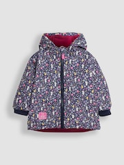 JoJo Maman Bébé Navy Blue Mouse Fleece Lined Jacket - Image 2 of 7