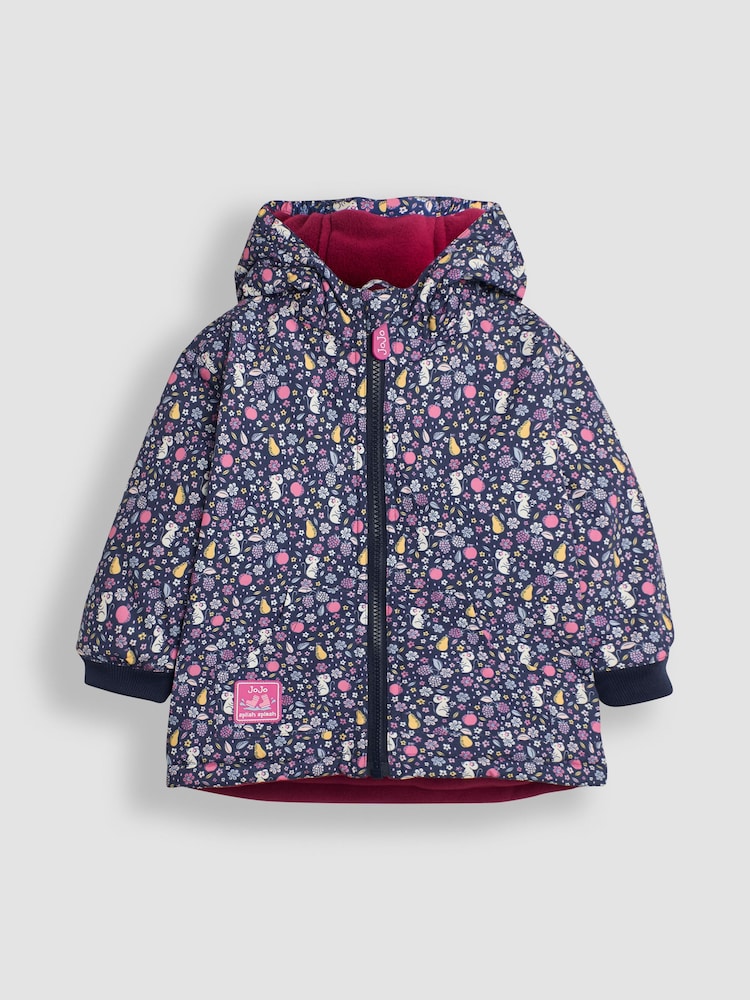 JoJo Maman Bébé Navy Blue Mouse Fleece Lined Jacket - Image 2 of 7
