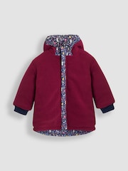 JoJo Maman Bébé Navy Blue Mouse Fleece Lined Jacket - Image 4 of 7