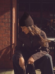 Chocolate Brown 100% Merino Wool Ribbed Beanie - Image 2 of 6