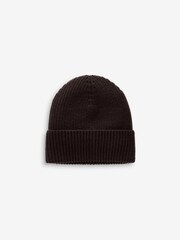 Chocolate Brown 100% Merino Wool Ribbed Beanie - Image 4 of 6