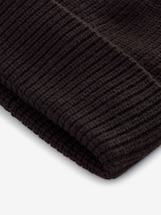 Chocolate Brown 100% Merino Wool Ribbed Beanie - Image 5 of 6