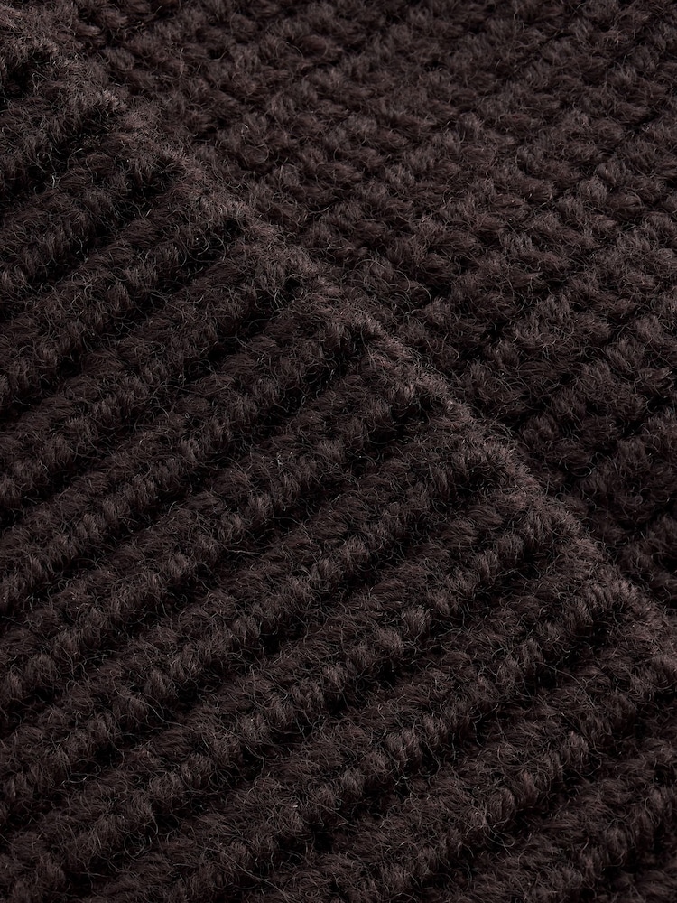 Chocolate Brown 100% Merino Wool Ribbed Beanie - Image 6 of 6