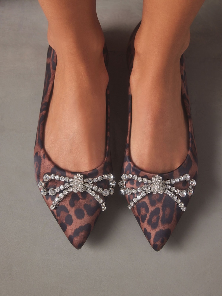 Buy Leopard Forever Comfort® Point Jewel Ballerina Shoes from the