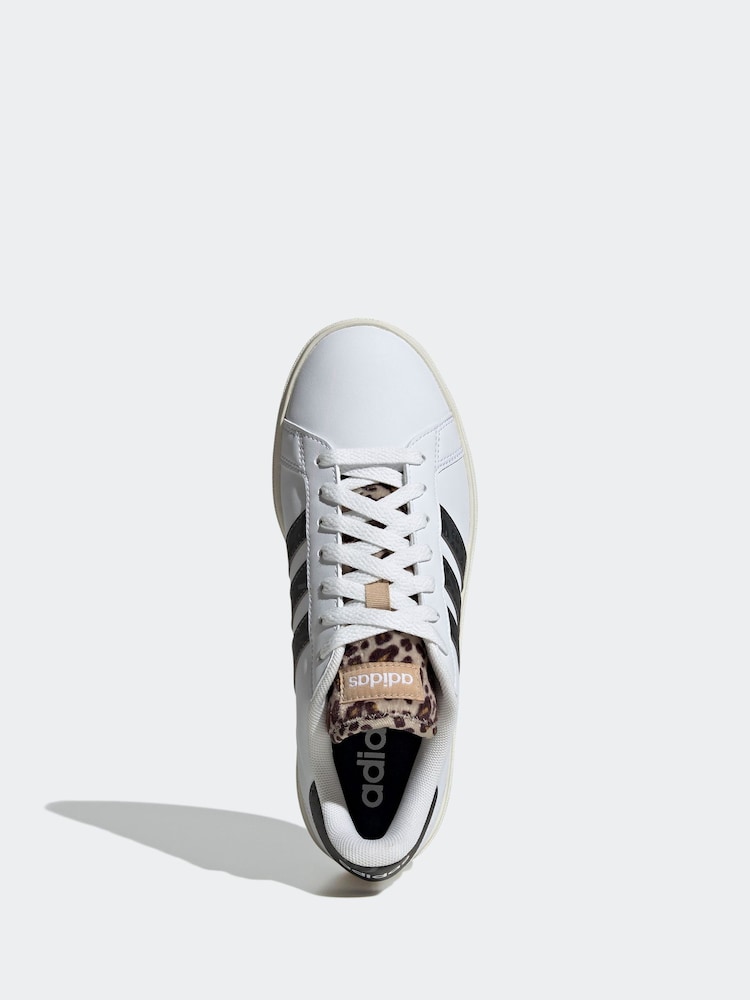 adidas White/Black adidas Grand Court Animal Trainers - Image 3 of 8