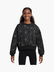 Черный - Nike Club Fleece Shine Boxy круглый вырез свитшот - Image 1 of 3