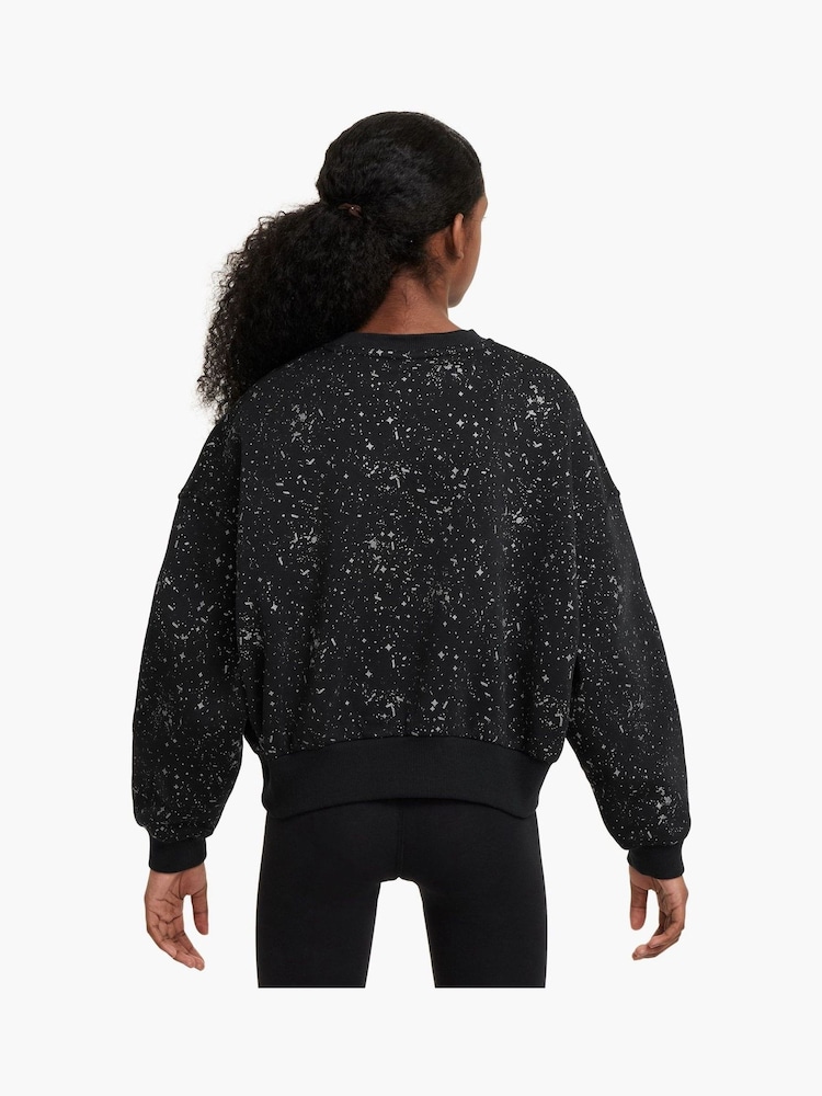 Черный - Nike Club Fleece Shine Boxy круглый вырез свитшот - Image 2 of 3
