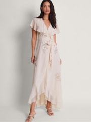 Monsoon Pink Ausha Embellished Wrap Dress - Image 1 of 5
