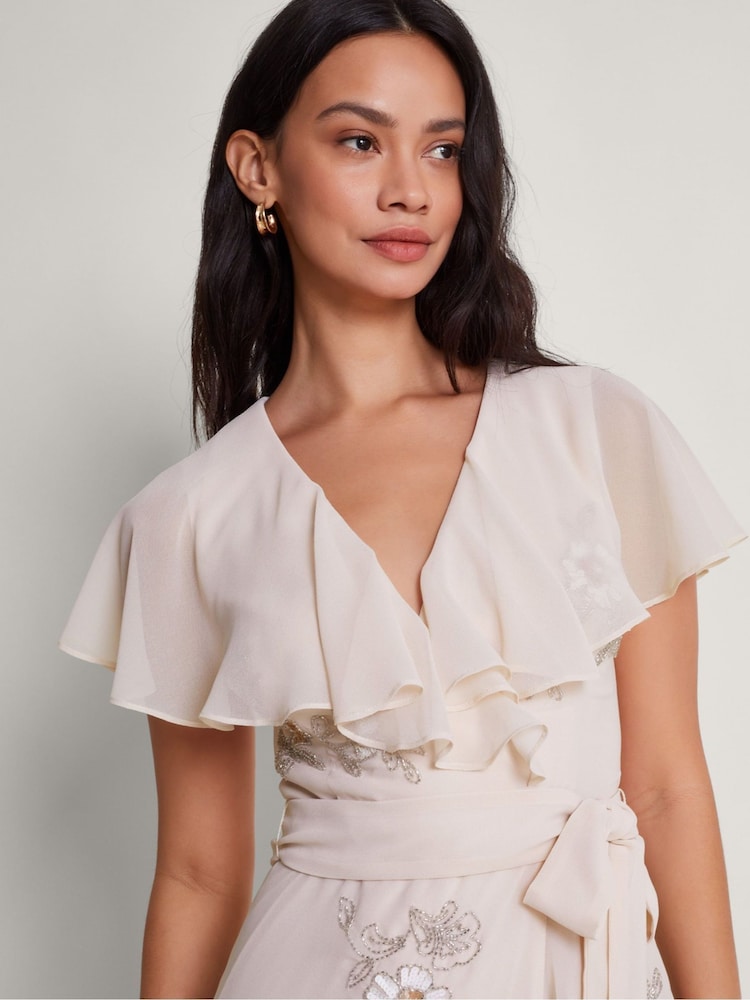 Monsoon Pink Ausha Embellished Wrap Dress - Image 2 of 5