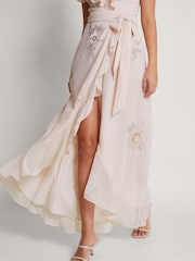 Monsoon Pink Ausha Embellished Wrap Dress - Image 4 of 5