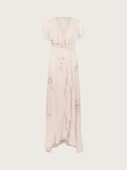 Monsoon Pink Ausha Embellished Wrap Dress - Image 5 of 5