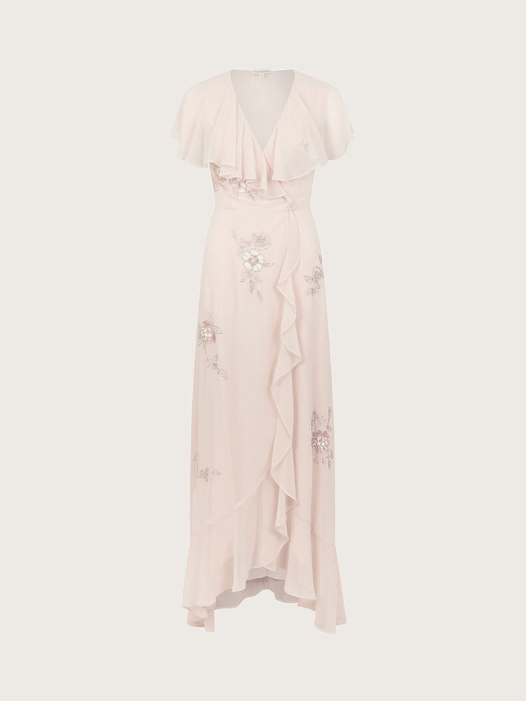 Monsoon Pink Ausha Embellished Wrap Dress - Image 5 of 5