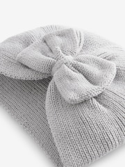 Grey Baby Knitted Bow 100% Cotton Turban Hat (0mths-3yrs) - Image 6 of 7