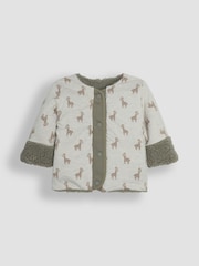 JoJo Maman Bébé Khaki Reversible Teddy Fleece - Image 4 of 7