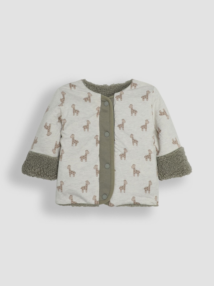 JoJo Maman Bébé Khaki Reversible Teddy Fleece - Image 4 of 7