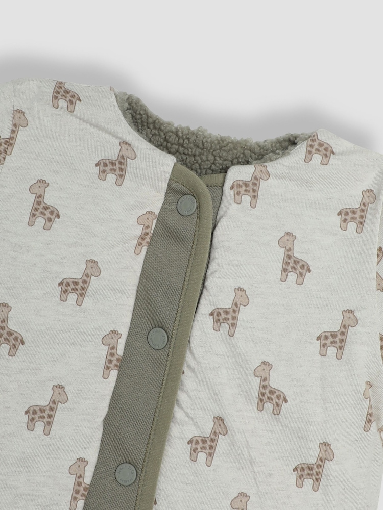 JoJo Maman Bébé Khaki Reversible Teddy Fleece - Image 6 of 7