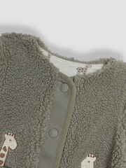 JoJo Maman Bébé Khaki Reversible Teddy Fleece - Image 7 of 7