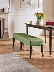 Nina Campbell Carmel Green Ashburn Oak Effect Legs Bench - Image 1 of 7