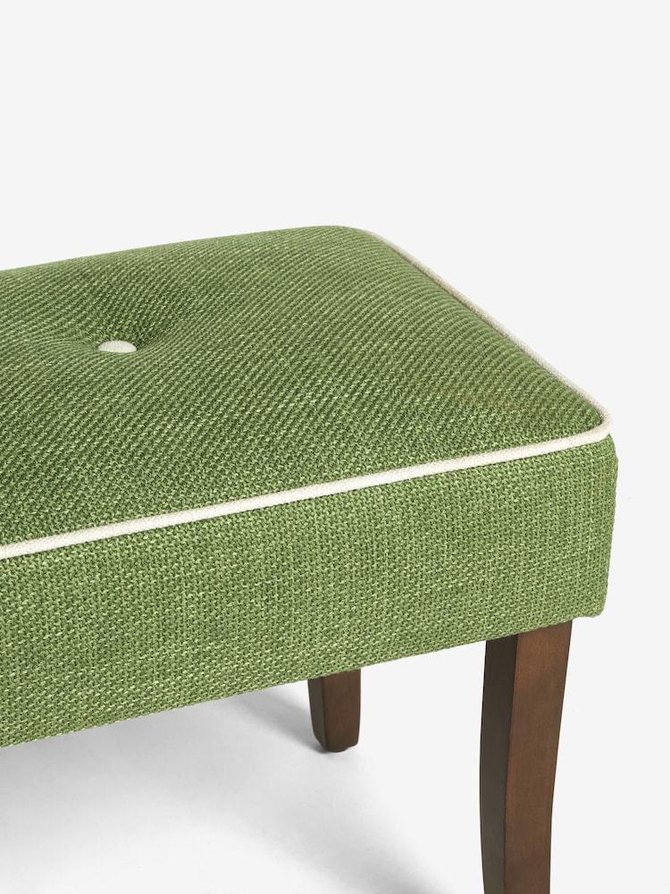 Nina Campbell Carmel Green Ashburn Oak Effect Legs Bench - Image 7 of 7