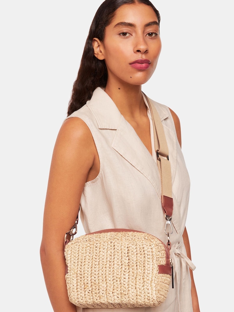 Whistles Nude Straw Bibi Cross-Body Bag - Image 1 of 5