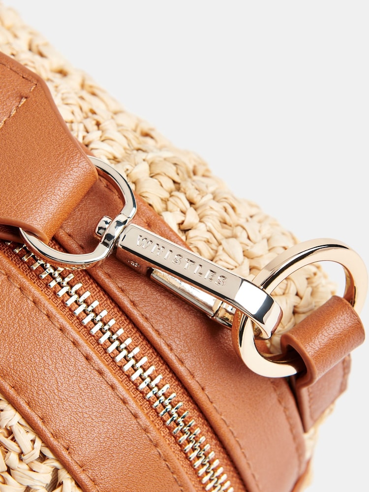 Whistles Nude Straw Bibi Cross-Body Bag - Image 5 of 5