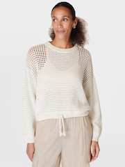 Sweaty Betty Lily White Tides High Open Weave Jumper - Image 3 of 9