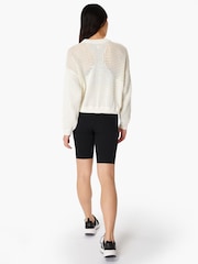 Sweaty Betty Lily White Tides High Open Weave Jumper - Image 5 of 9