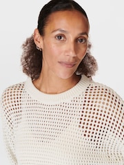 Sweaty Betty Lily White Tides High Open Weave Jumper - Image 7 of 9