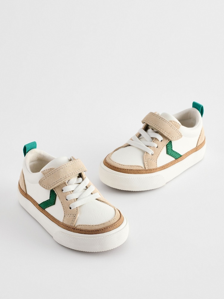 Hvid/grøn - Velcrolukning Chevron Trainers - Billede 1 af 6