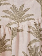 Reiss Neutral Klemee 4-9 yrs Linen-Cotton Tropical Dress - Image 4 of 4