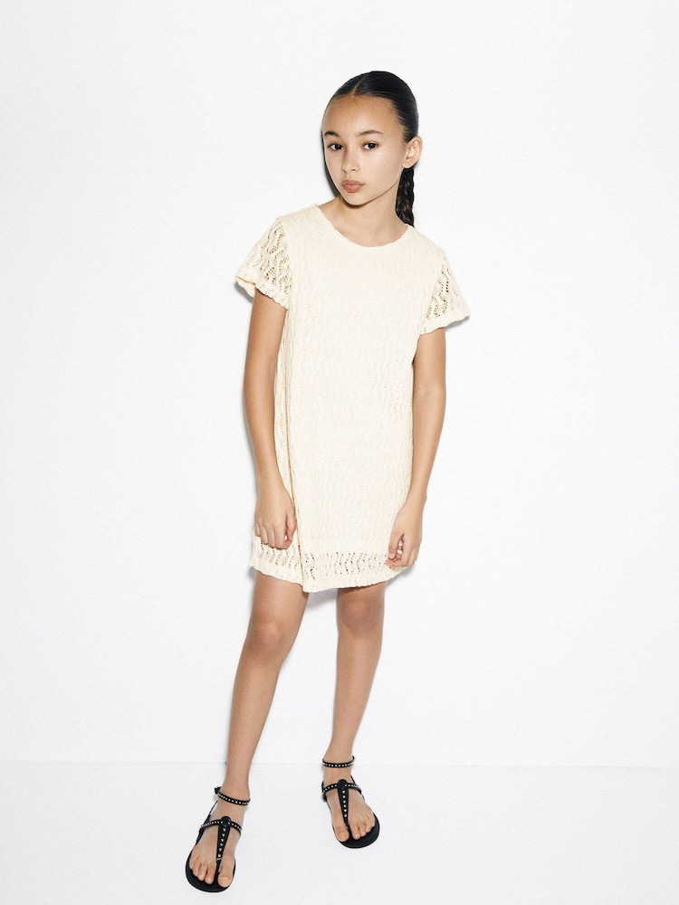 Mango Cream Knit Openwork Sweater - Image 1 of 5 Mango Cream Knit Openwork Sweater - Image 1 of 5