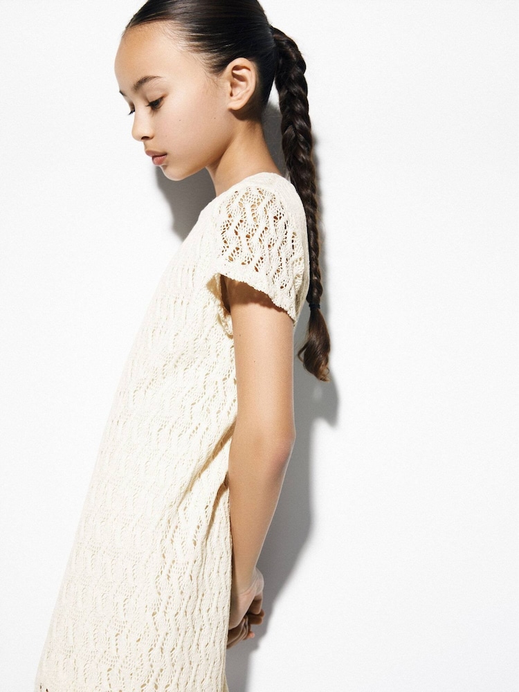 Mango Cream Knit Openwork Sweater - Image 2 of 5 Mango Cream Knit Openwork Sweater - Image 2 of 5