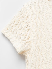 Mango Cream Knit Openwork Sweater - Image 5 of 5