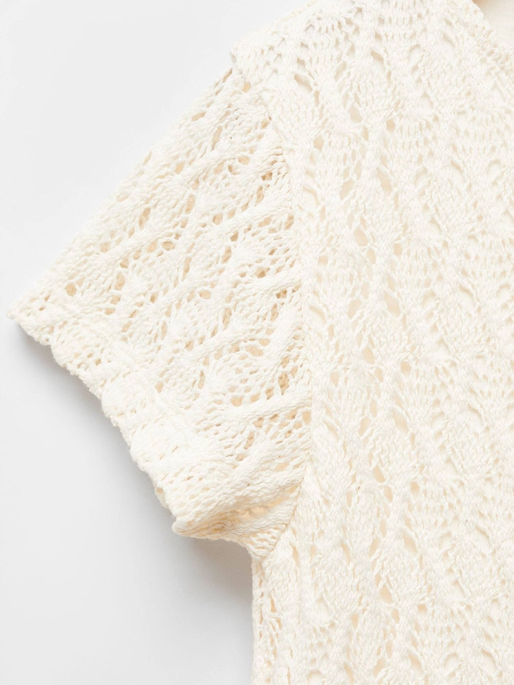 Mango Cream Knit Openwork Sweater - Image 5 of 5 Mango Cream Knit Openwork Sweater - Image 5 of 5