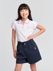 U.S. Polo Assn. White Cap Sleeve Girls 100% Cotton Polo Shirt - Image 1 of 7