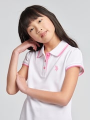 U.S. Polo Assn. White Cap Sleeve Girls 100% Cotton Polo Shirt - Image 4 of 7