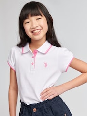 U.S. Polo Assn. White Cap Sleeve Girls 100% Cotton Polo Shirt - Image 5 of 7