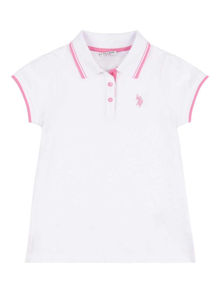 U.S. Polo Assn. White Cap Sleeve Girls 100% Cotton Polo Shirt - Image 6 of 7