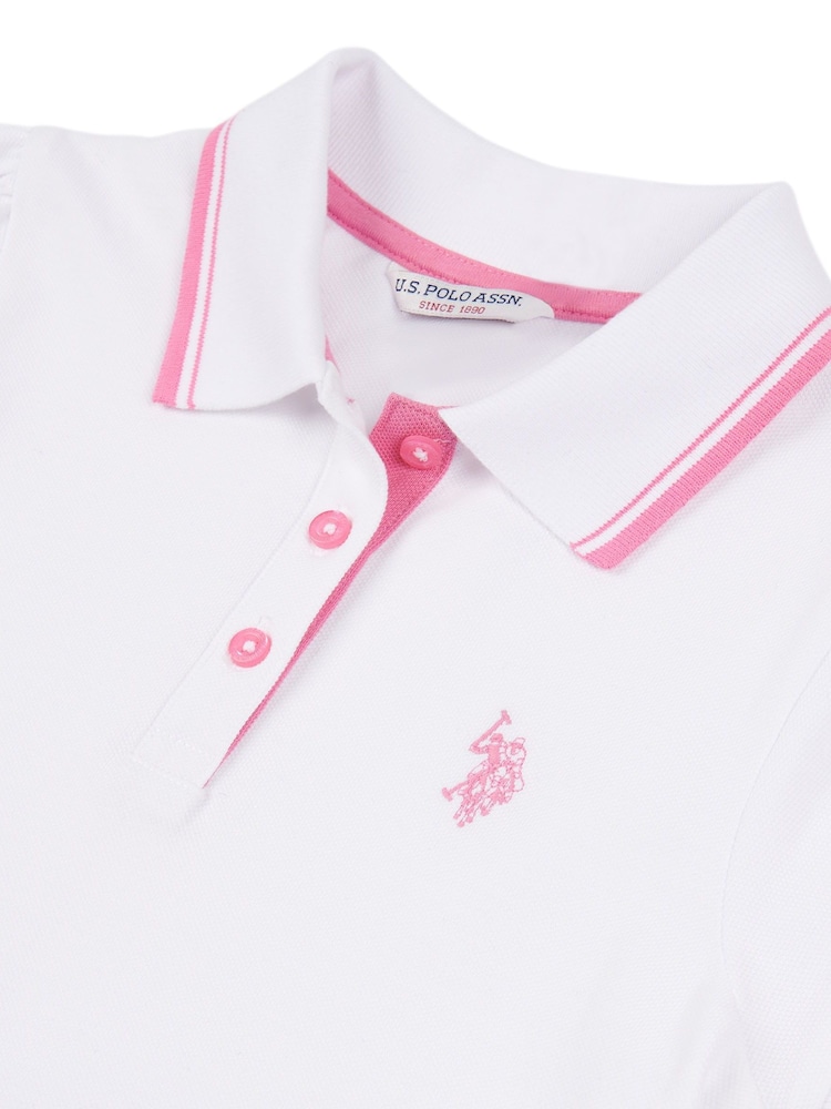U.S. Polo Assn. White Cap Sleeve Girls 100% Cotton Polo Shirt - Image 7 of 7