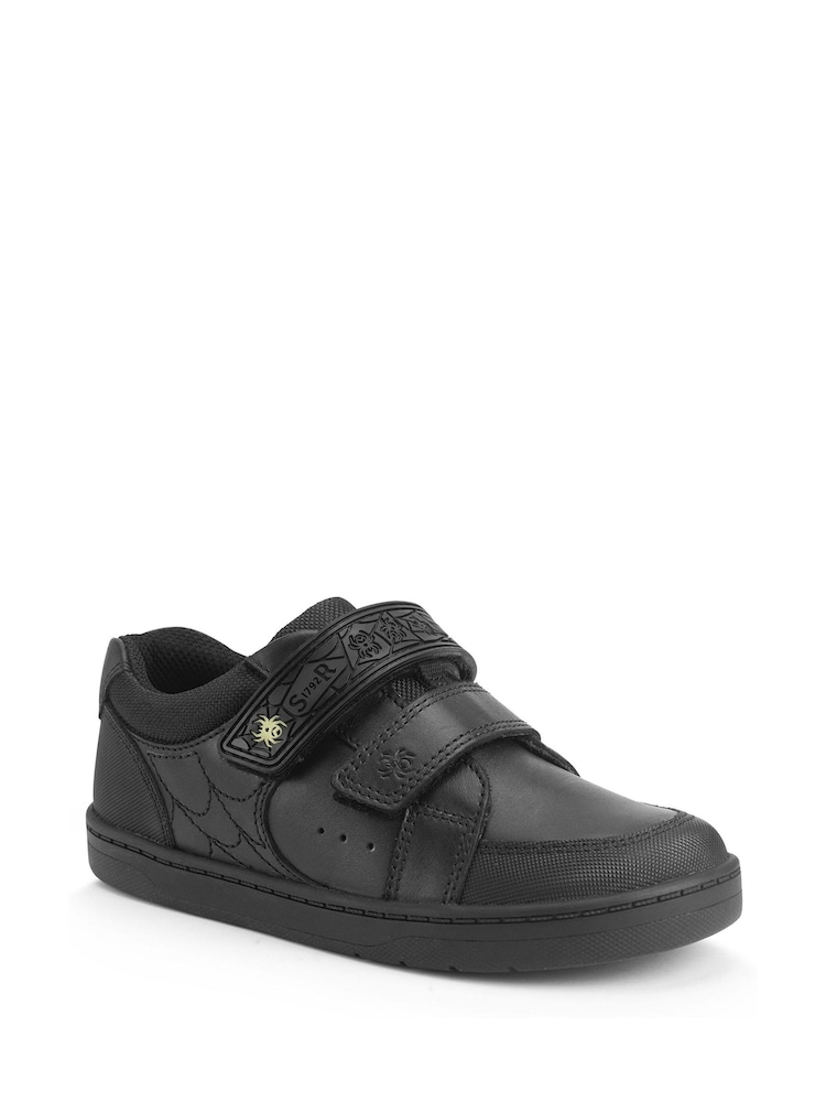 Start-Rite Spider Web Black Leather Double Rip Tape School Shoes - Image 2 of 5 Start-Rite Spider Web Black Leather Double Rip Tape School Shoes - Image 2 of 5