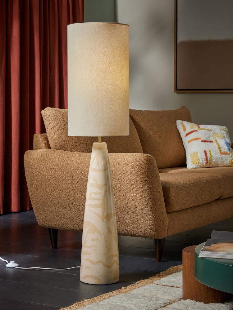 MADE.COM Cream Vince Ceramic Floor Lamp - Image 1 of 6