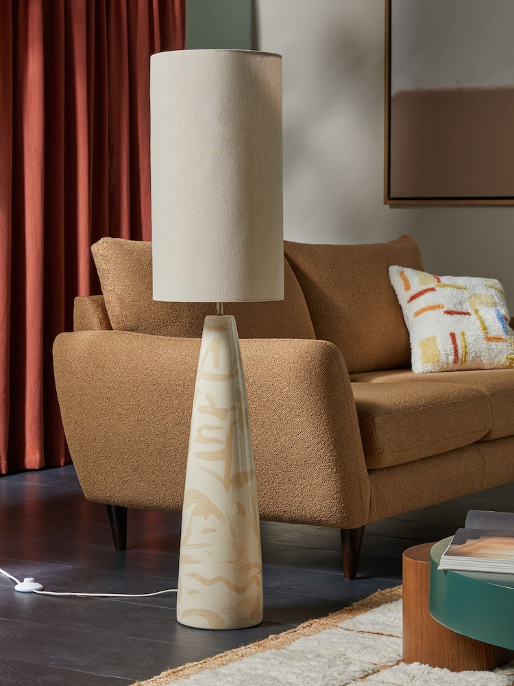 MADE.COM Cream Vince Ceramic Floor Lamp - Image 2 of 6