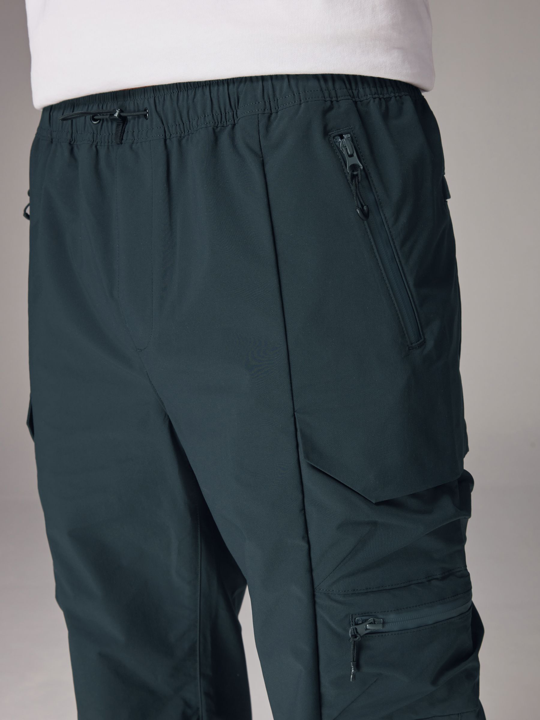Buy Teal Blue Relaxed Fit Tech Utility Pocket Cargo Trousers from
