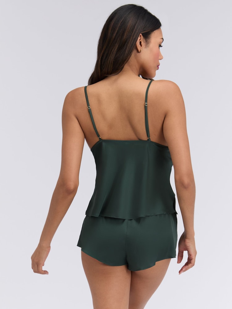 Boux Avenue Green Kaya Satin Cami Short Pyjamas set - Image 2 of 5 Boux Avenue Green Kaya Satin Cami Short Pyjamas set - Image 2 of 5