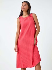 Roman Pink Textured Sleeveless Midi Dress - Image 2 of 5